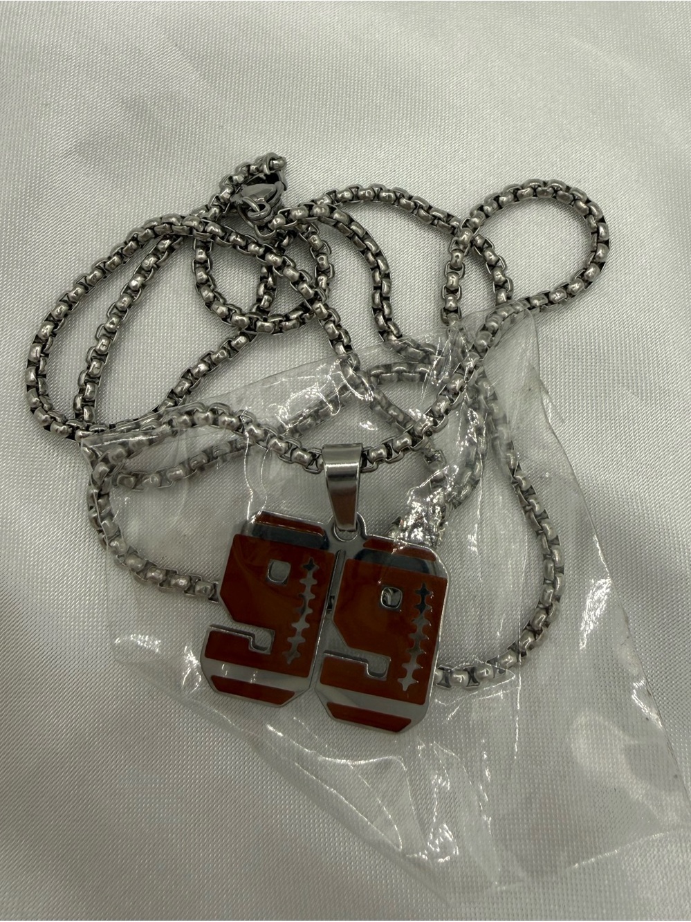 Silver Tone #99 Number Pendant Necklace 🏈 Team Pride